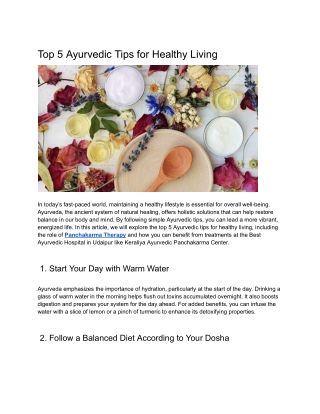Top 5 Ayurvedic Tips for Healthy Living