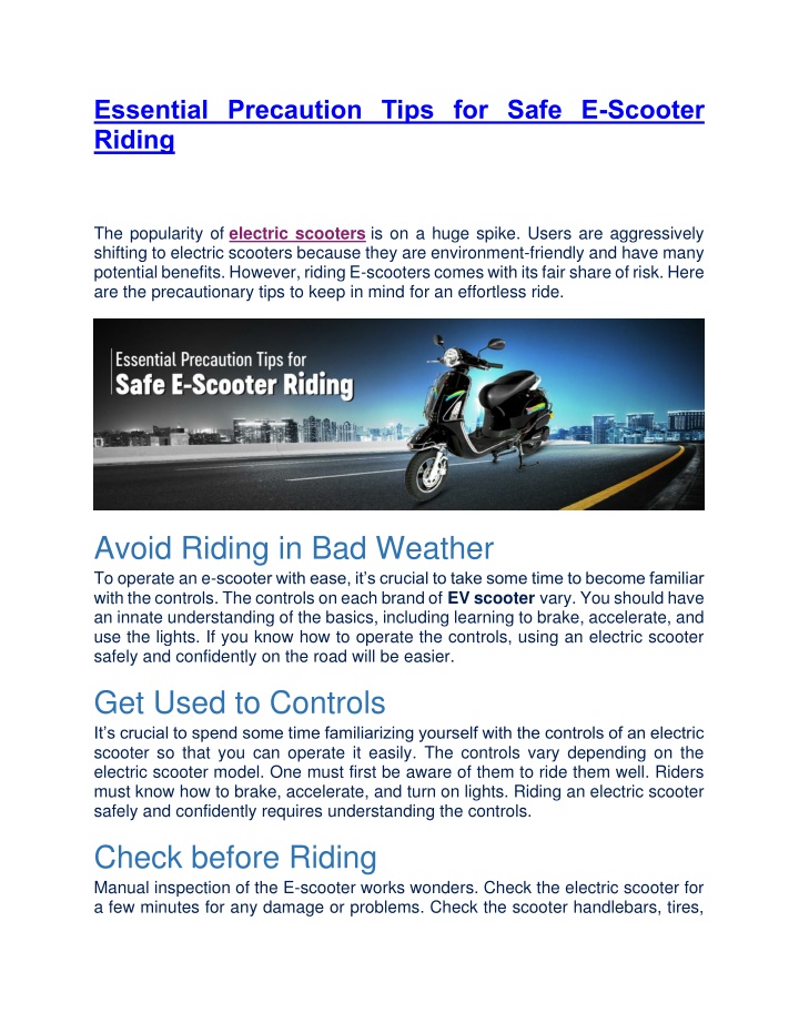 essential precaution tips for safe e scooter