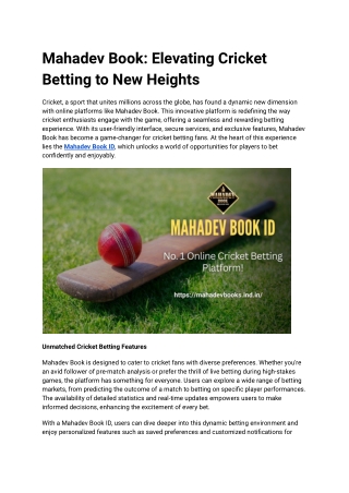 Mahadev Book_ Elevating Cricket Betting to New Heights