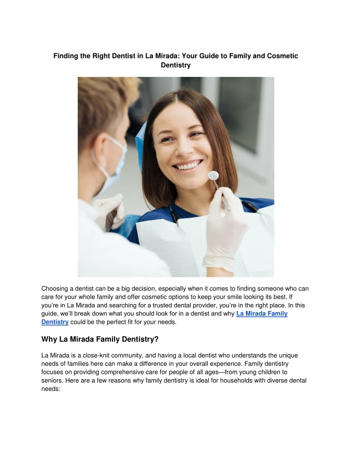 finding the right dentist in la mirada your guide