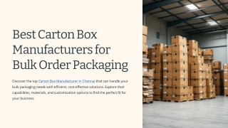 Carton box manufacturer in Chennai