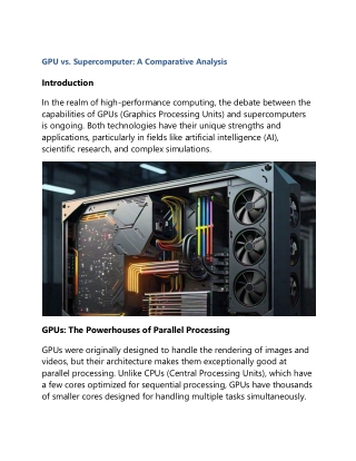 gpu vs supercomputer a comparative analysis