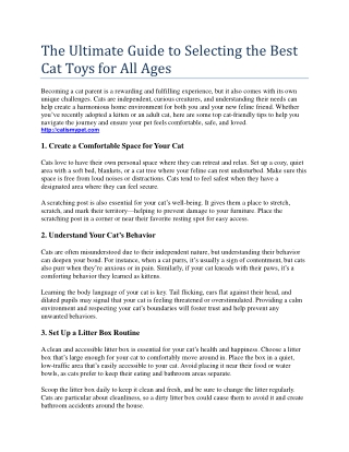 The Ultimate Guide to Selecting the Best Cat Toys for All Ages