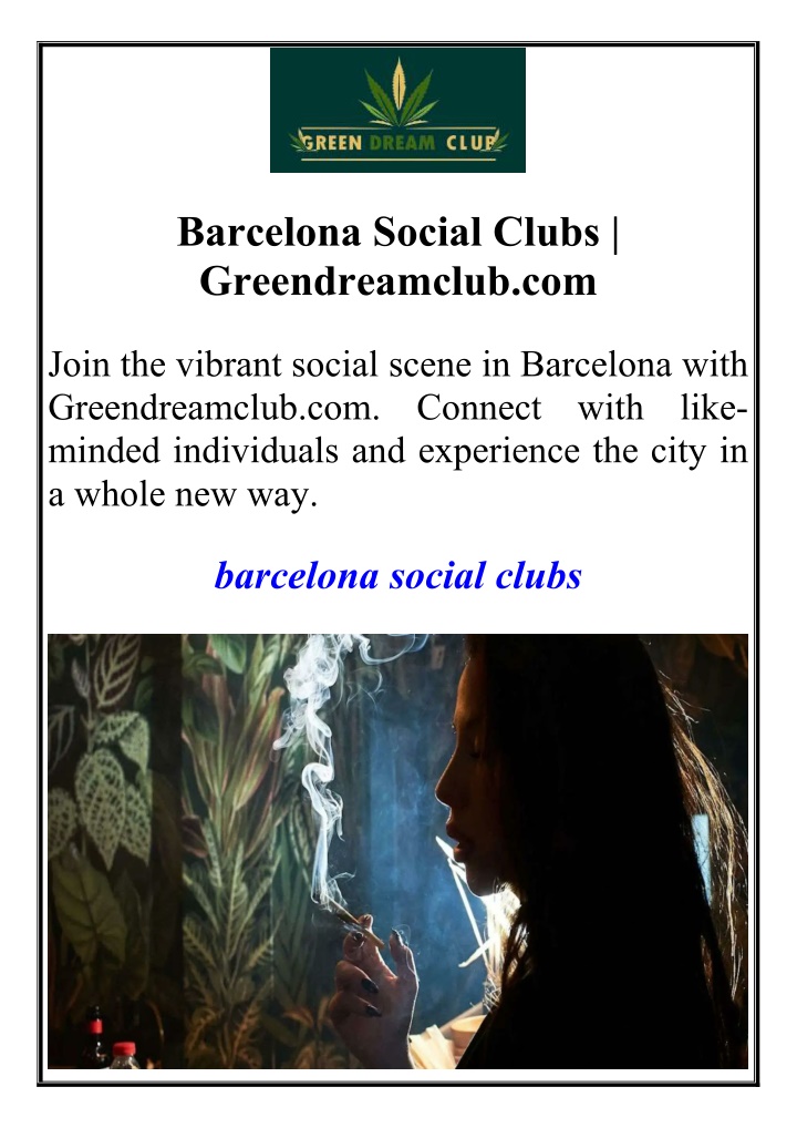 barcelona social clubs greendreamclub com