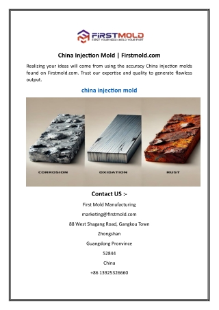 China Injection Mold | Firstmold.com