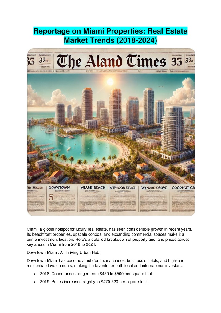 reportage on miami properties real estate market