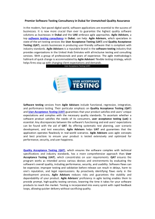 premier software testing consultancy in dubai