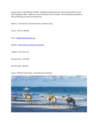 FOR AFRICAN CITIZENS - CANADA  Canadian Electronic Travel Authority (ETA / EVisa