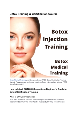 Botox Training & Certification Course