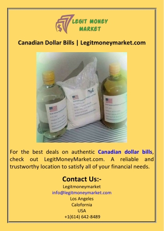 Canadian Dollar Bills  Legitmoneymarket.com