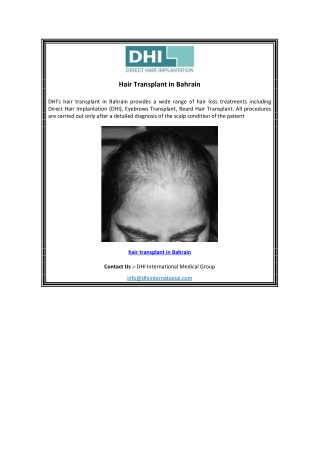 Hair Transplant in Bahrain