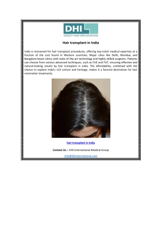 Hair transplant in India