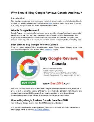 Why Should I Buy Google Reviews Canada And How?