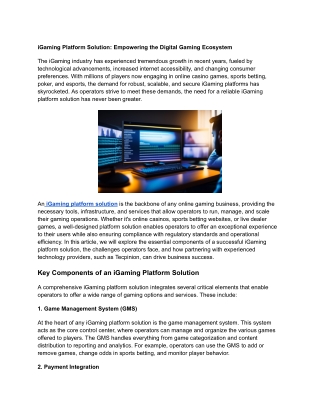 igaming platform solution empowering the digital