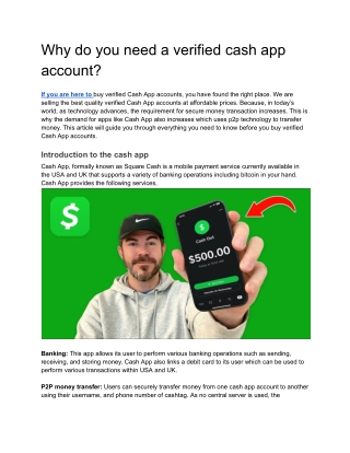 Why do you need a verified cash app account