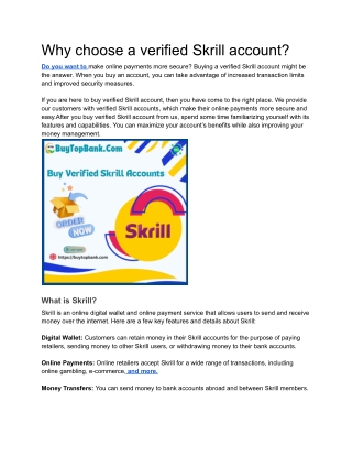 why choose a verified skrill account