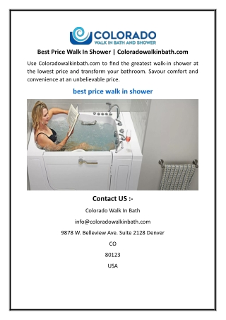 Best Price Walk In Shower  Coloradowalkinbath.com