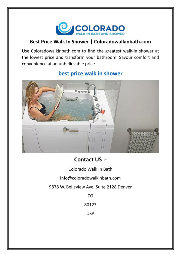 best price walk in shower coloradowalkinbath com