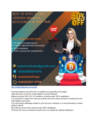 How is the Best Place to Buy Verified Binance Accounts Find Out ?