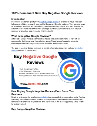100% Permanent Safe Buy Negative Google Reviews