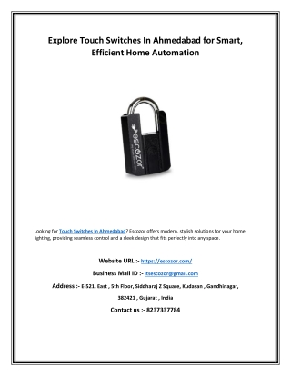 Explore Touch Switches In Ahmedabad for Smart, Efficient Home Automation