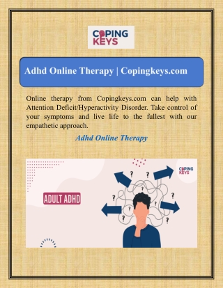 online therapy from copingkeys com can help with