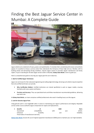 Finding the Best Jaguar Service Center in Mumbai A Complete Guide