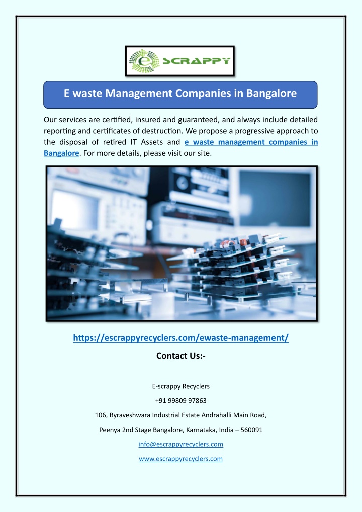 e waste management companies in bangalore