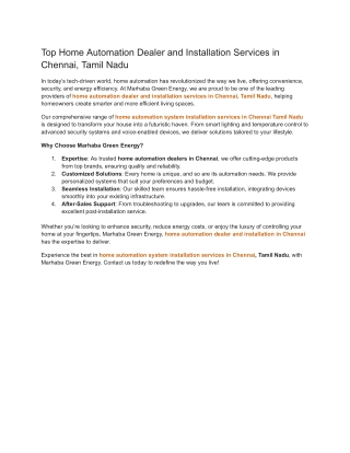 Top Home Automation Dealer and Installation Services in Chennai, Tamil Nadu