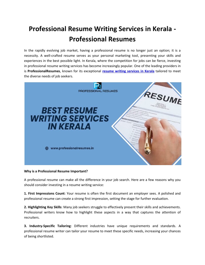 professional resume writing services in kerala