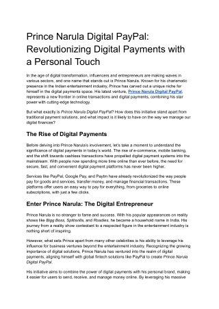 Prince Narula Digital PayPal_ Revolutionizing Digital Payments with a Personal Touch