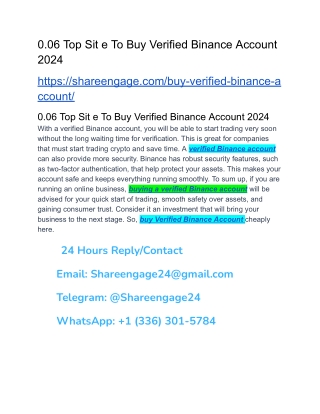 0.06 Top Sit e To Buy Verified Binance Account 2024