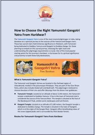 How to Choose the Right Yamunotri Gangotri Yatra From Haridwar?