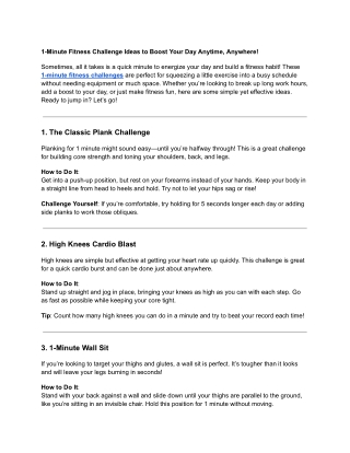 1 minutes fitness challenges ideas