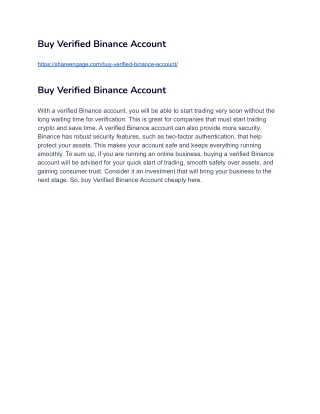 Buy Verified Binance Account