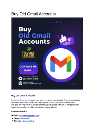 Top 10 Site To Buy Old Gmail Accounts In The Time