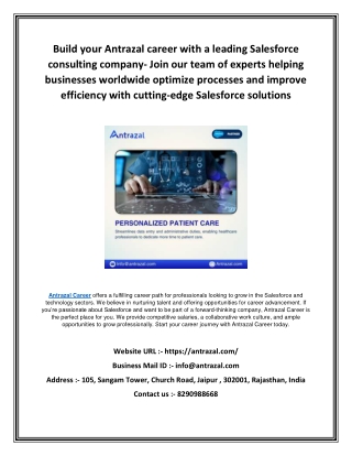 Build your Antrazal career with a leading Salesforce consulting company