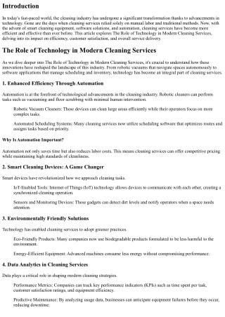 The Role of Technology in Modern Cleaning Services
