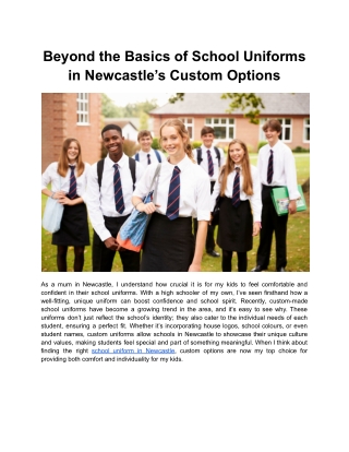 Beyond the Basics of School Uniforms in Newcastle’s Custom Options