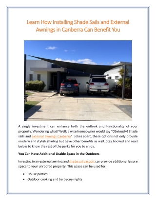 Learn How Installing Shade Sails and External Awnings in Canberra Can Benefit You