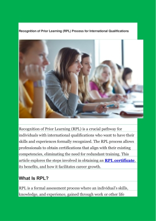 recognition of prior learning rpl process