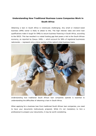 Understanding How Traditional Business Loans Companies Work in South Africa