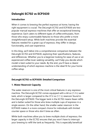 delonghi ec702 vs ecp3630