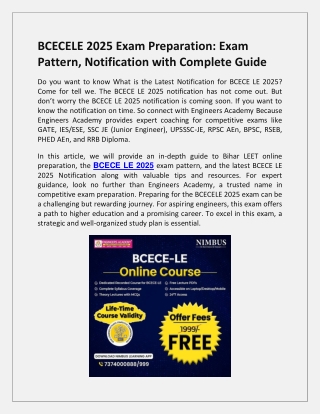 bcecele 2025 exam preparation exam pattern