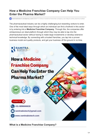 How a Medicine Franchise Company Can Help You Enter the Pharma Market?