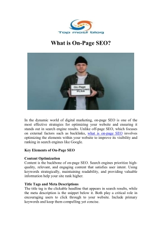 Understand On-Page SEO Strategies Now - Top Most Blog