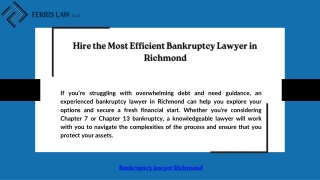 Hire the Most Efficient Bankruptcy Lawyer in Richmond