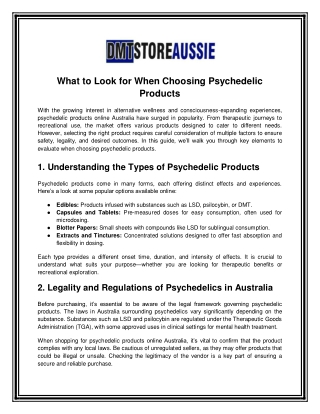 what to look for when choosing psychedelic