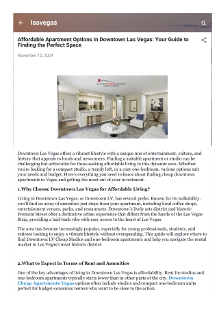Affordable Apartment Options in Downtown Las Vegas