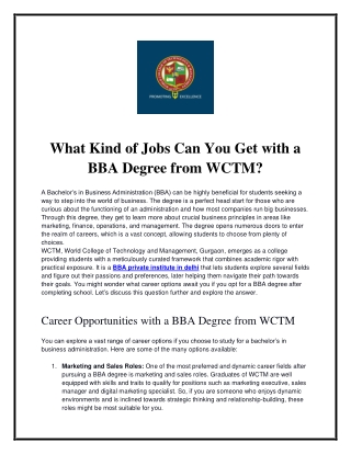 What Kind of Jobs Can You Get with a BBA Degree from WCTM